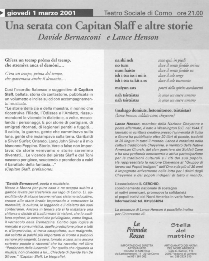 La locandina della serata